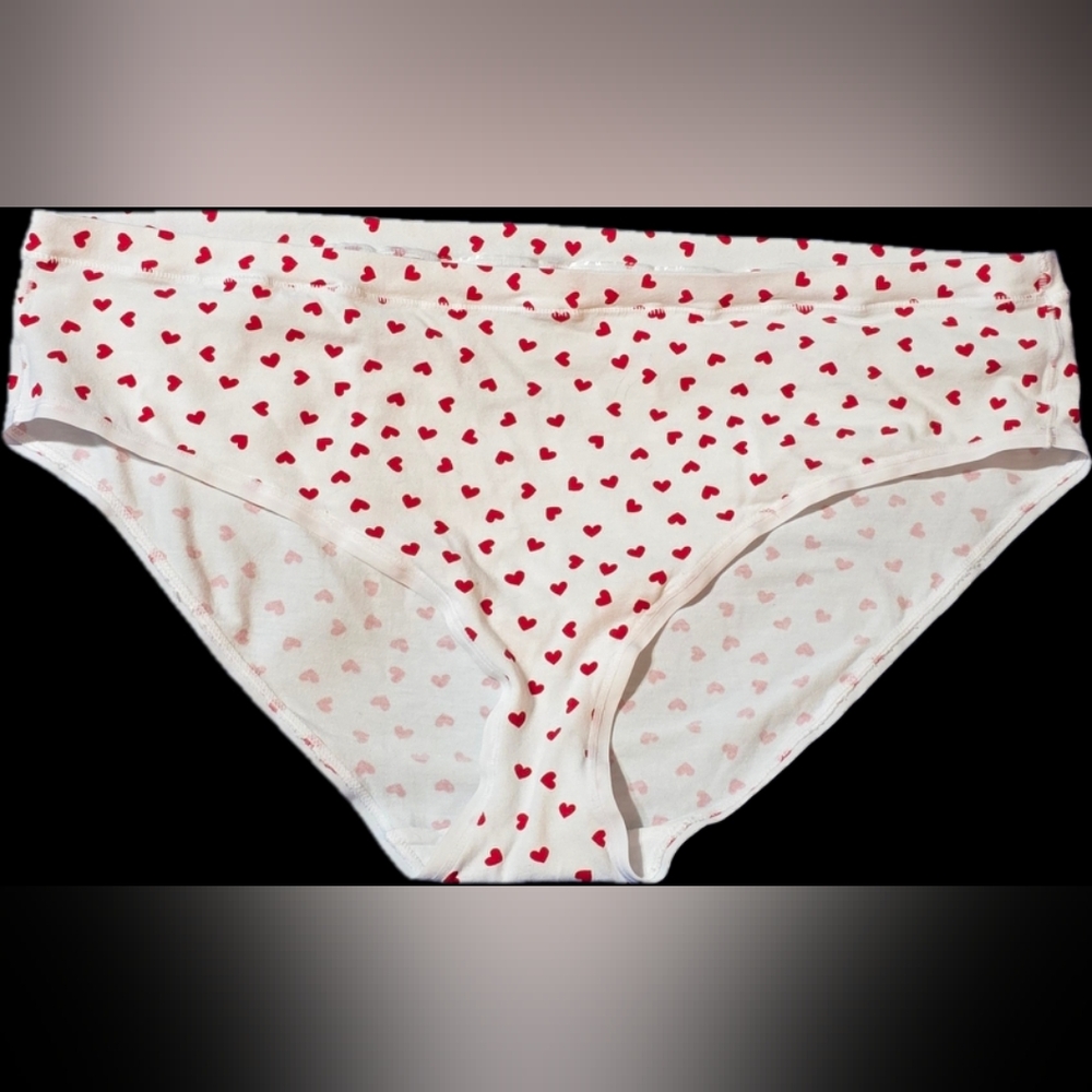 White Panties with Red Heart Pattern